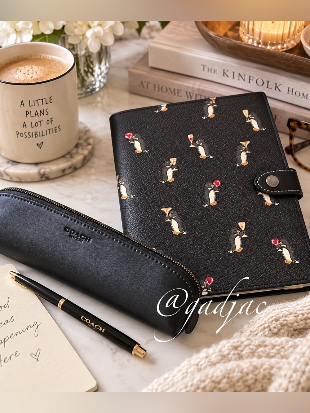 NIB | Coach Boxed Notebook & Pencil Case Gift Set in Signature Canvas - Penguin